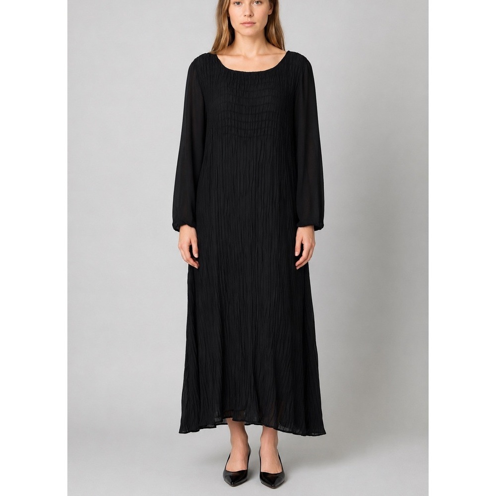 Vintage The Limited Smocked Pleated Maxi Dress Womens M Black Whimsigoth Y2K